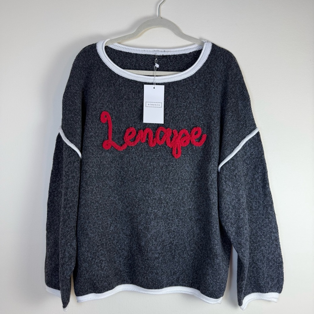 Ninexis Womens Lenape Charcoal Sweater Medium Knitwear Winter Thick‎ Casual Boxy